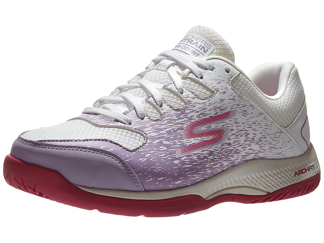 Skechers Viper Court Wh/Lav Women's Pickleball Shoes Total Pickleball