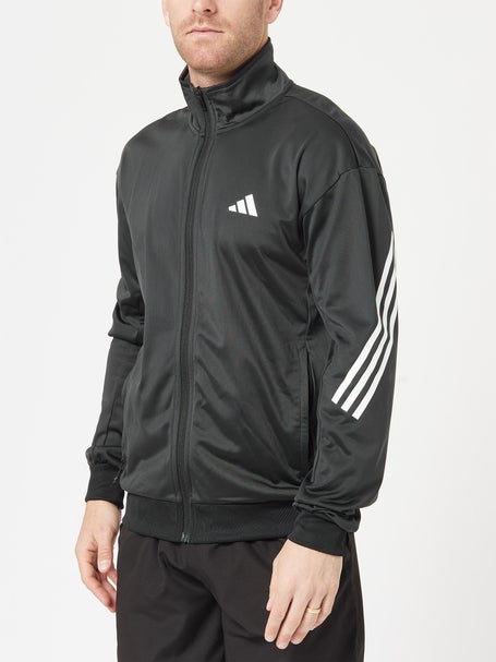 adidas Mens Core Club 3 Stripe Knit Jacket - Black