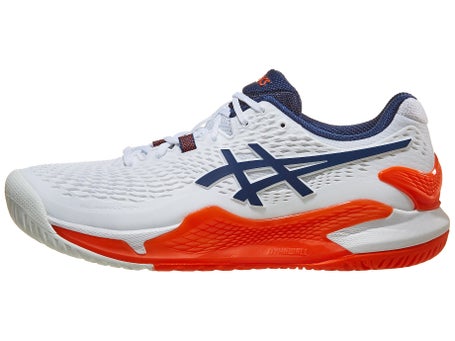 Asics Gel Resolution 9 2E Wh/Blue/Or Mens Shoes