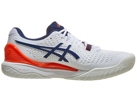 Asics Gel Resolution 9 2E Wh/Blue/Or Mens Shoes