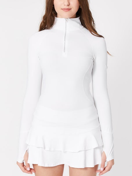 BloqUV Womens Half Zip Top - White