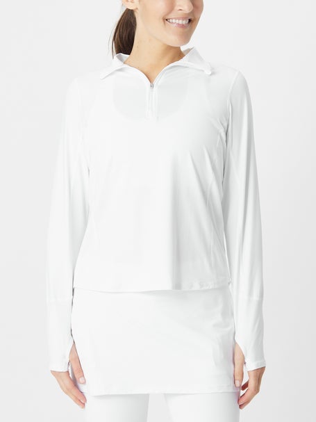 BloqUV Womens Relaxed 1/2 Zip Top - White