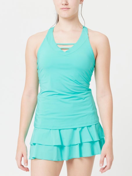 Athleta Shirrendipity Halter Swim Dress Teal Size M