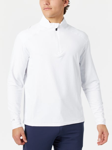 IBKUL Mens 1/2 Zip Mock Long Sleeve - White