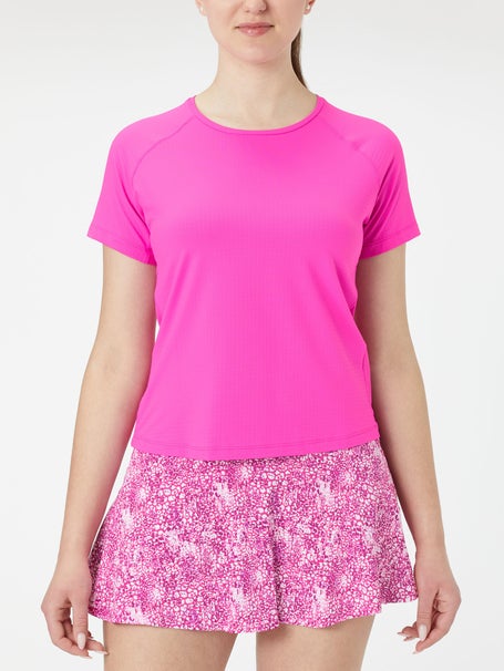 IBKUL Womens Solid Short Sleeve - Hot Pink