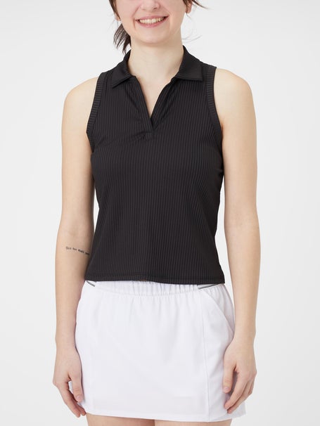 KSwiss Womens Core Sleeveless Rib Polo - Black