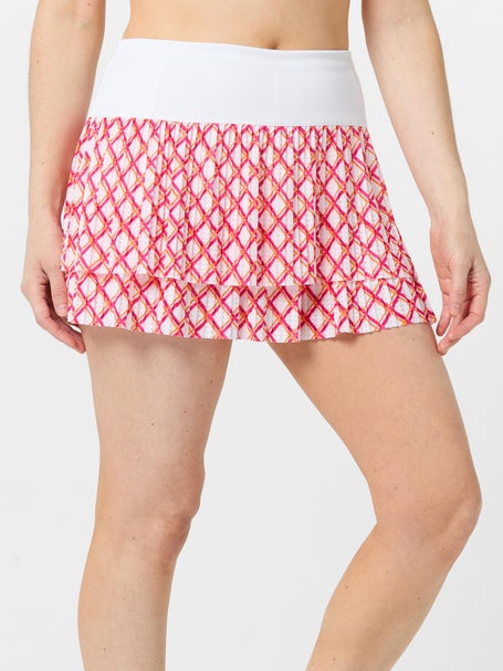Lucky in Love Womens Long Classic Grid Pleat Skirt