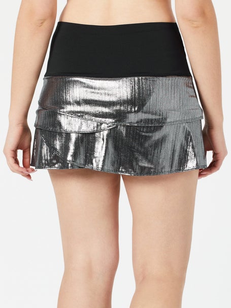 Lucky in Love Womens Metallic Long Scallop Skirt