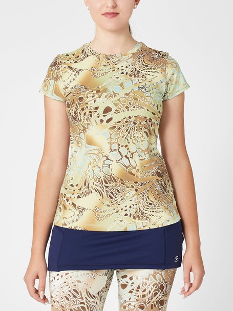 Sofibella Womens UV Feather Top - Gold Animal