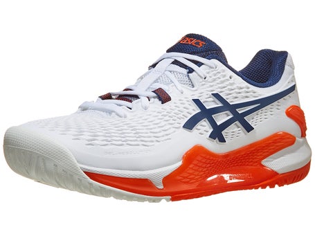Asics Gel Resolution 9 Wh/Blue/Or Mens Shoes