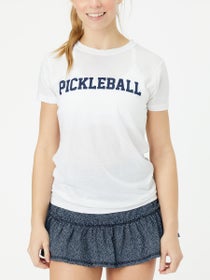 Bubble Women's Classic Pickleball T-Shirt - Wh/Navy