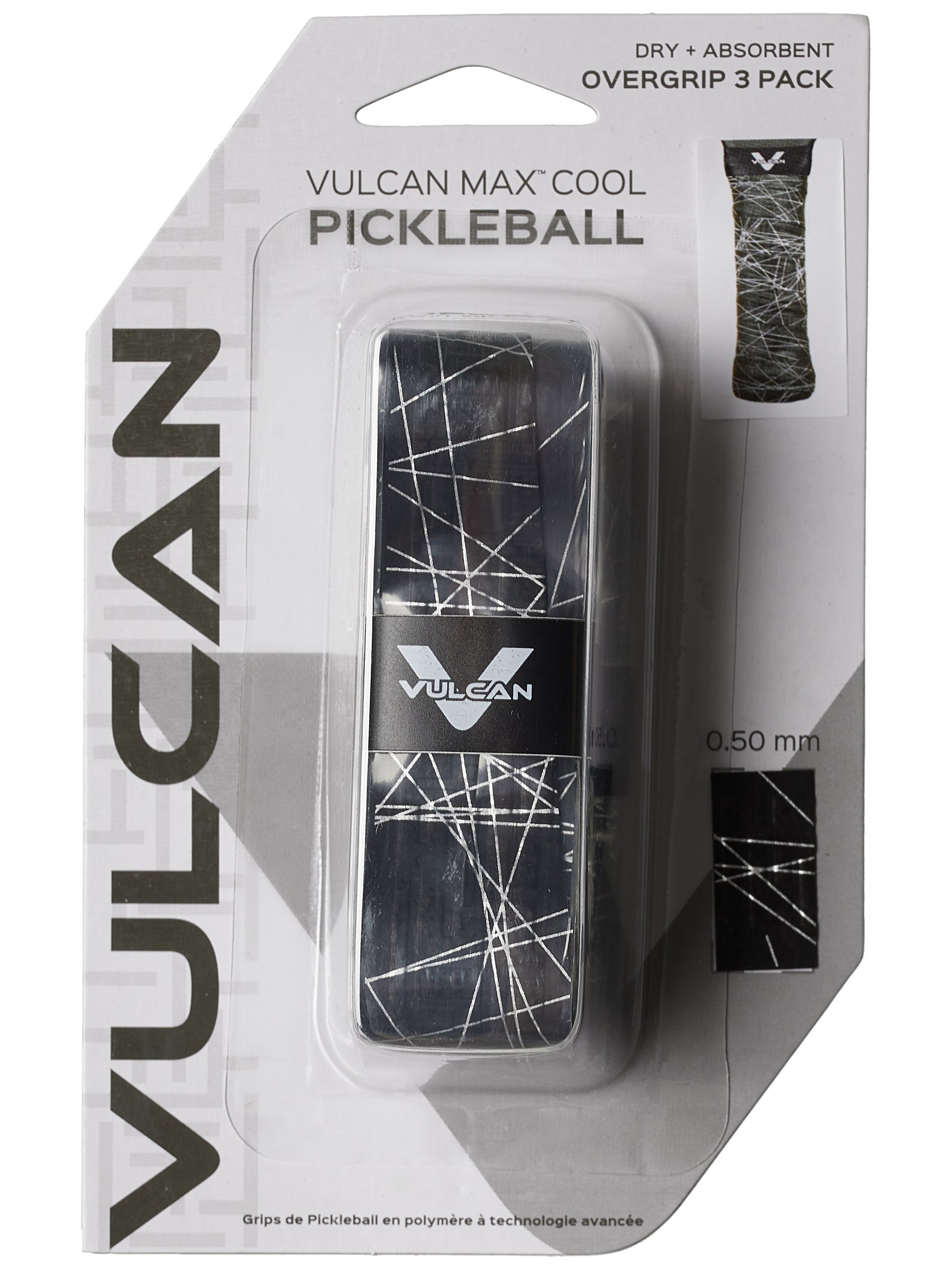 Black Vulcan Max Cool Pickleball Paddle Overgrips 3 Pack 